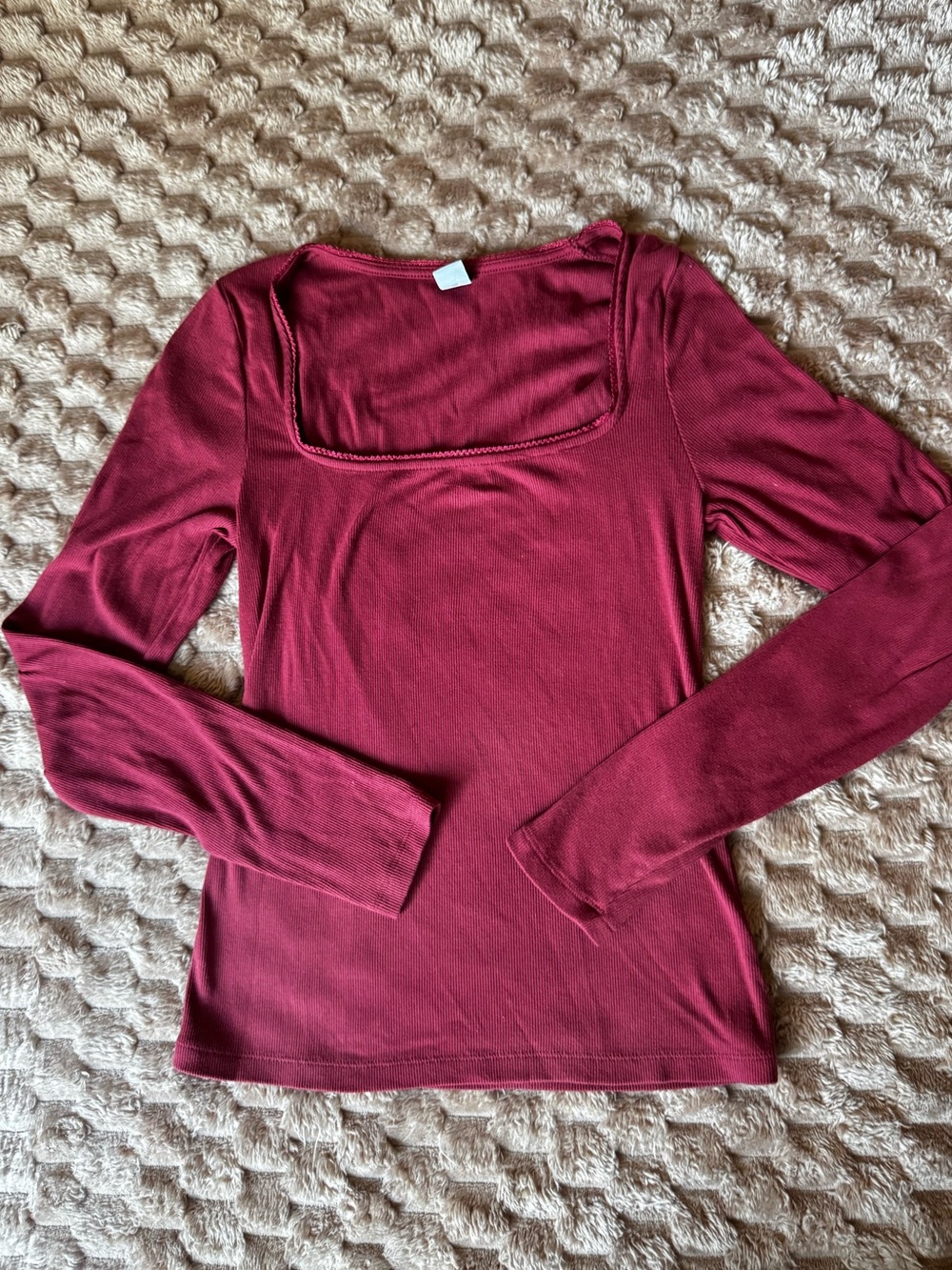 Old Navy Women's Square Neck Long Sleeve Top - Burgundy